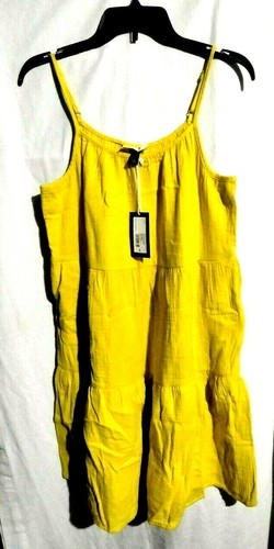 Women's Tiered Tank Dress Yellow - Universal Thread NWT Small Summer 100% Cotton - Picture 8 of 9