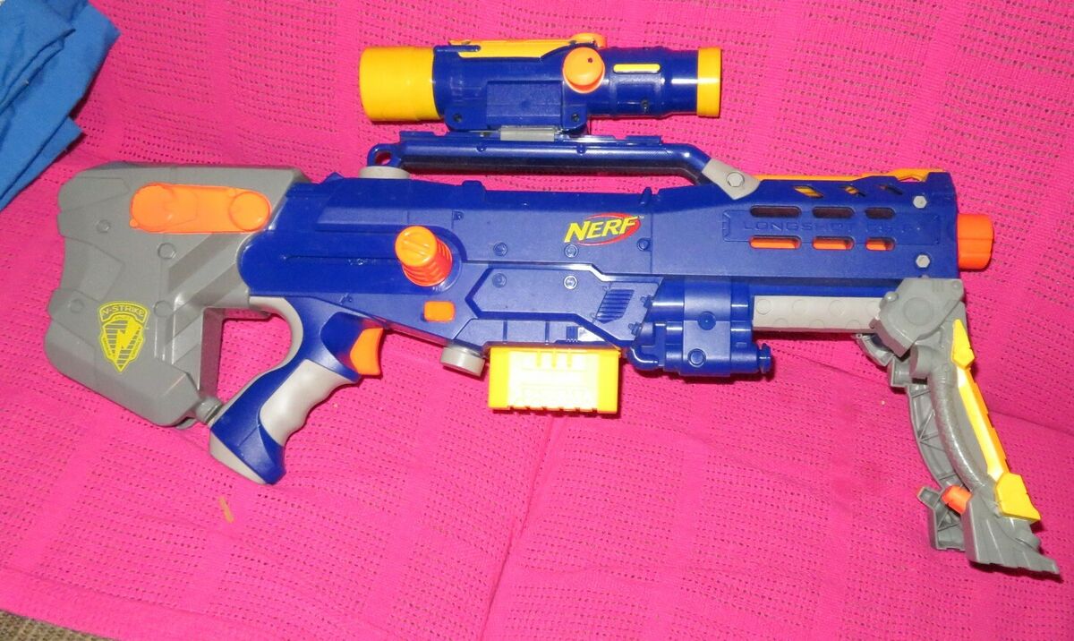 2006 Blue Nerf Gun Longshot CS6 NStrike Sniper Rifle Gun With