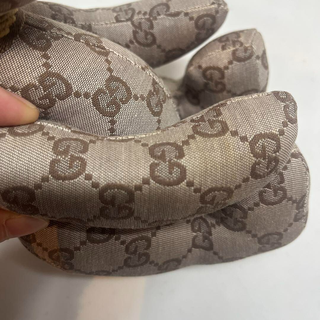 GUCCI GG Pattern Monogram Teddy Bear Beige Canvas Plush Doll No