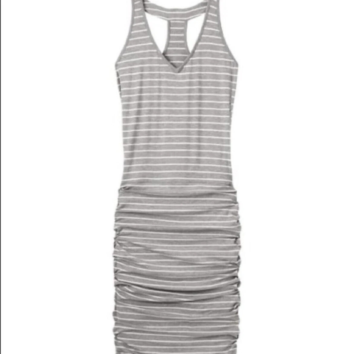 NWT $89 Athleta Heather Stripe Ruched Racerback Tee Dress Women's M