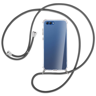 Handykette für Honor View 10 / V10 dunkelgrau Hülle mit Band Kordel zum Umhängen