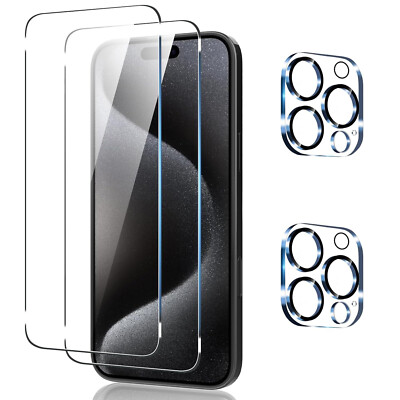 2 Pack For iPhone 16 Pro Max 16 Plus Glass Screen Protector + Camera Lens Cover