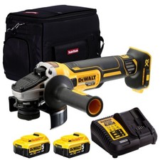 DeWalt DCG405P2B 18V XR 125mm Brushless Angle Grinder 2 x 5.0Ah Battery Charger