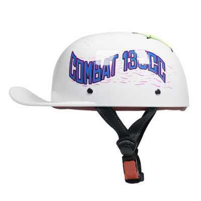 Vintage motorfiets half helm voor mannen vrouwen, motor half gezicht baseball cap met bril DOT goedgekeurde retro scooter jet helm voor Cruiser Chopper ATV (Color : Q, Size : L=59-60CM