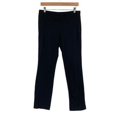 Vince Camuto Stretch Pants Women Size 4 Black Flat Front Straight Leg Hook & Eye