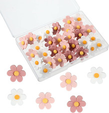 Flower Push Pins, 30Pcs Thumb Tacks for Cork Board, 0.9Inch Cute Push Pins for B