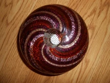 GORGEOUS Purple Amethyst Multicolor Low Short Swirl Art Glass Vase Blown Sparkle