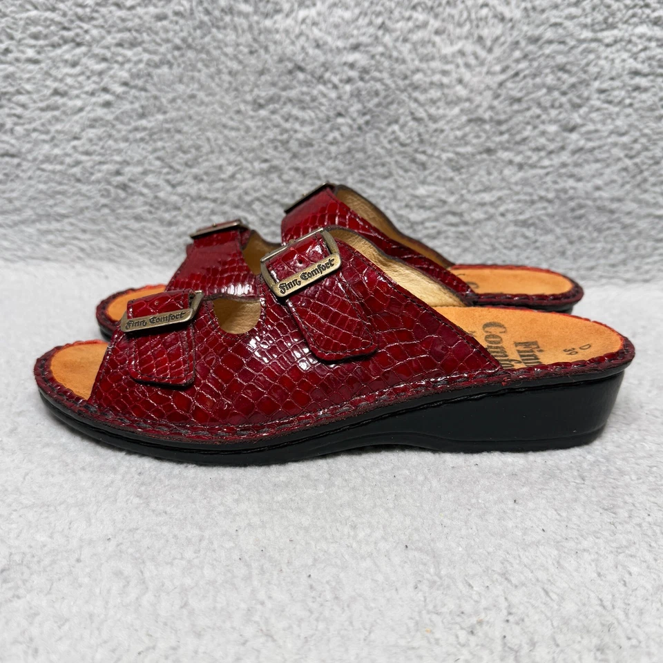 Finn Comfort 女式 39 码 US 8-8.5 拖鞋凉鞋红色双扣楔形鞋 — 第 3/4 张图片