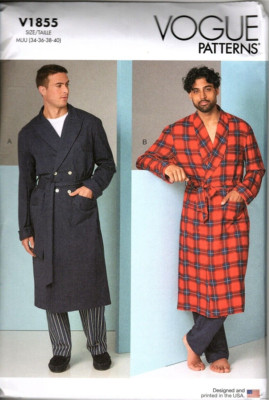 Vogue V1855 Mens 34 to 40 Bath Robe and Belt Uncut Sewing Pattern
