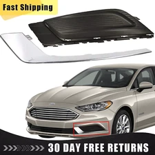 Left Front Fog Light Lamp Cover & Bezel Trim Fits Ford Fusion 2017-2018 Chrome