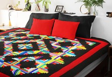 Patchwork Abstract style Scrap Quilt Log Cabin FINISHED QUILT