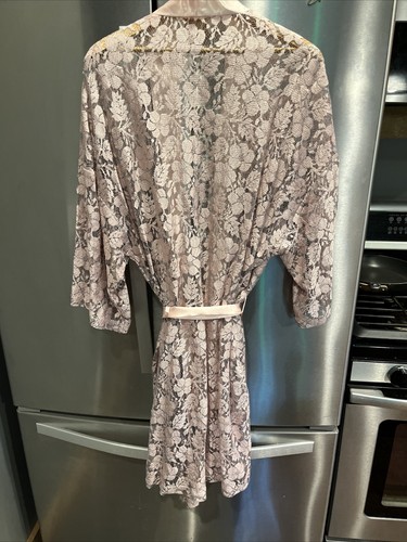 Victoria’s Secret ROBE PINK LACE Gold label silky satin trim belt, OS RAYON Vtg - Picture 10 of 14
