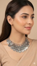 Afghan Kuchi Tribal Banjara Ethnic Coin Necklace Oxidized Handmade Jewelry