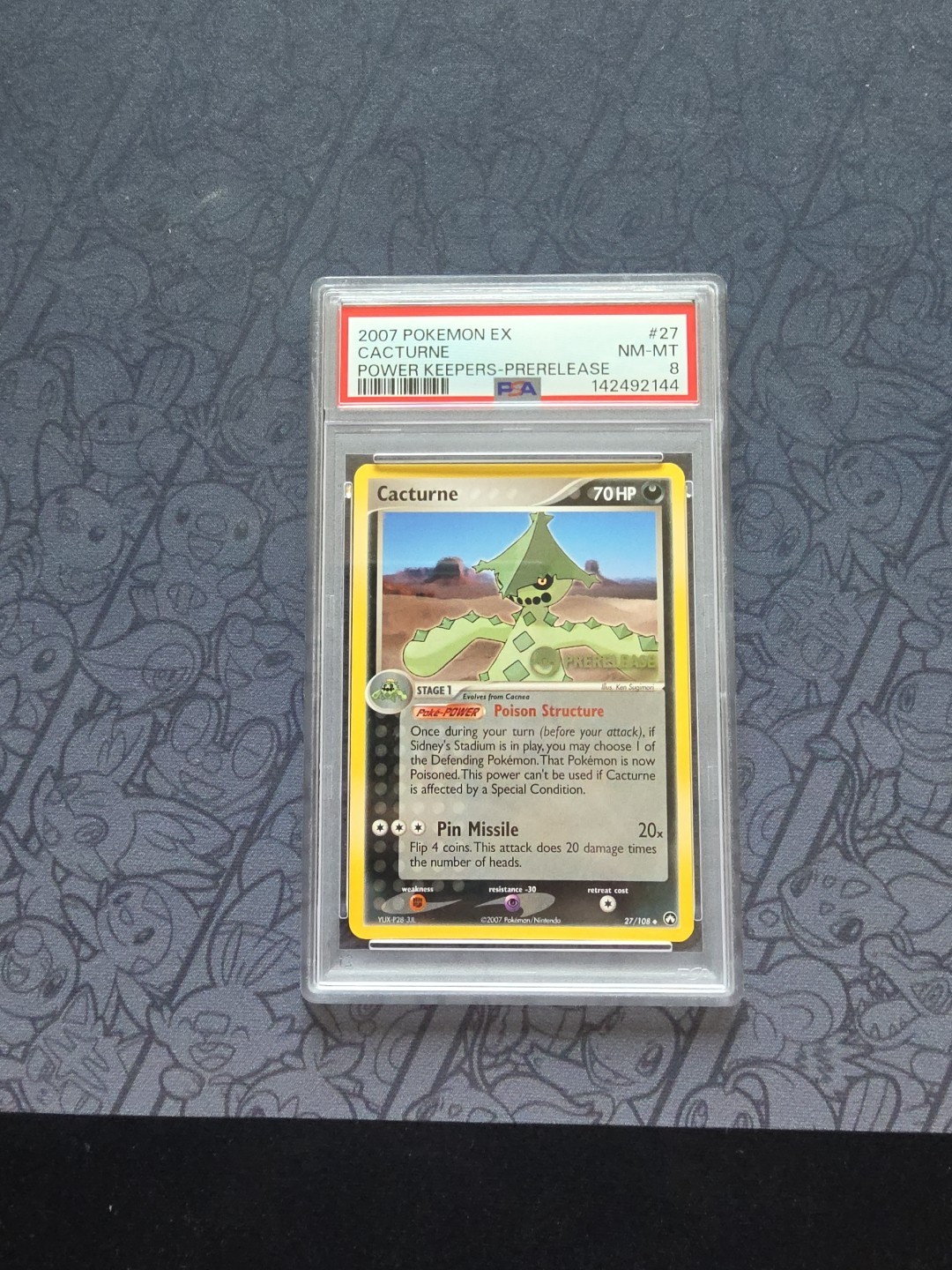 Pokemon: Cacturne PRERELEASE #27/108 EX Power Keepers 2007 RARE - PSA 8 - A114