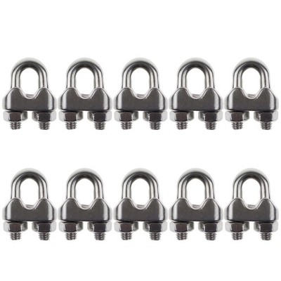 Pack of 10, 1/4 Inch M6 Stainless Steel Wire Rope Cable Clip Clamp