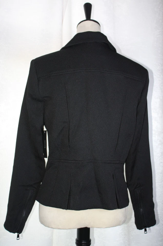 Chaqueta IMNYC Isaac Mizrahi negra texturizada para mujer cremallera asimétrica, talla M, nueva con etiquetas Foto 4 de 4
