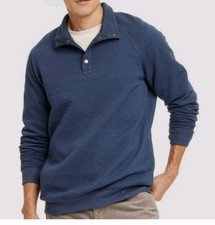 Goodfellow  Co Men's Quilted Snap Pullover Sweatshirt Blue Size L Nwt