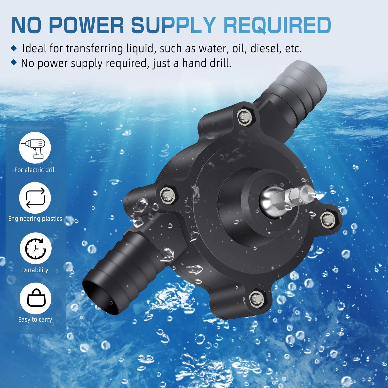 Mini Electric Drill Pump Portable Hand Powered Water Diesels Black | eBay