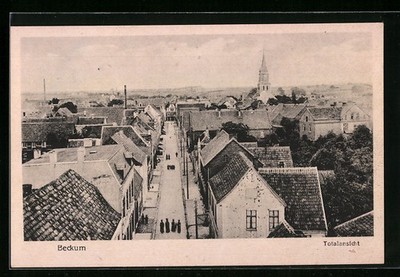 Postcard Beckum/Westf., total view from the bird's eye view 