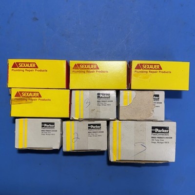 Lot Brass Compression Fittings Sleeves Elbows Connectors Parker Sexauer