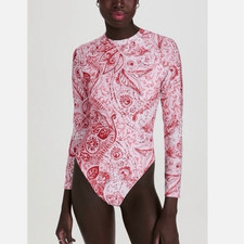 NEW Mara Hoffman Reese Rashguard One Piece Red Multi Size Small