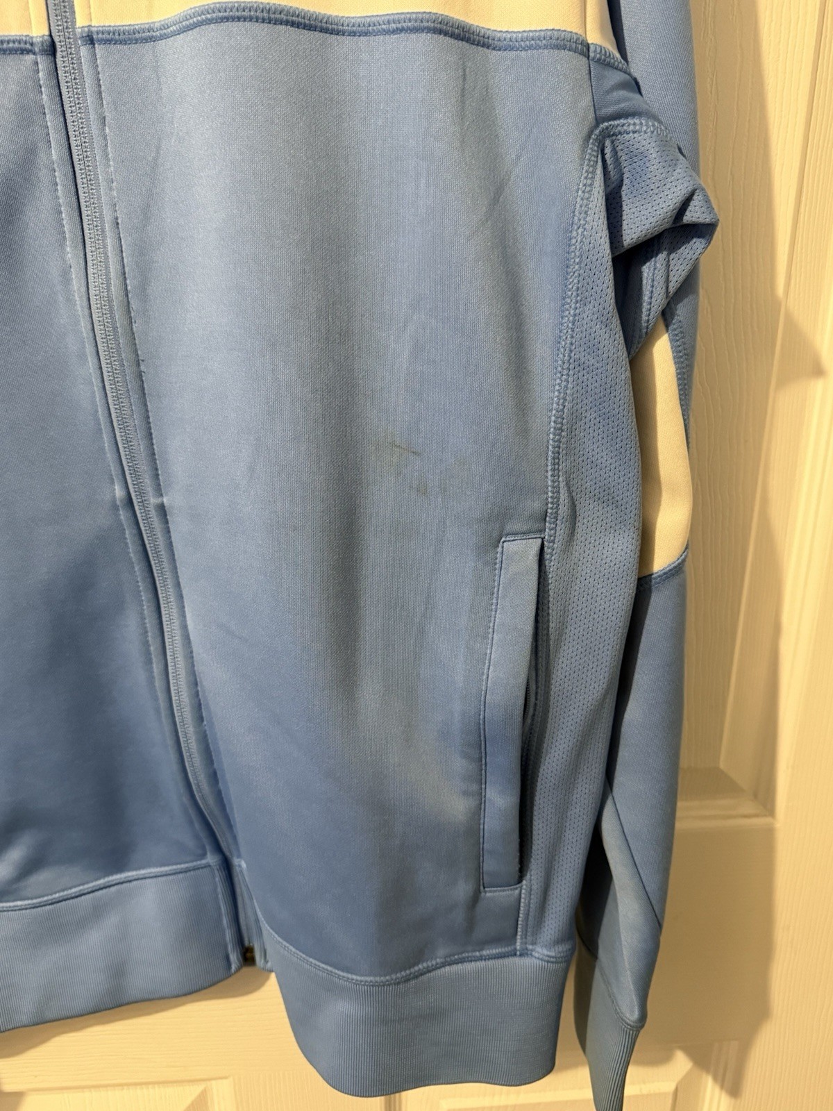 NIKE Dri Fit Track Jacket Full Zip Mens Size small light blue and white image 4
