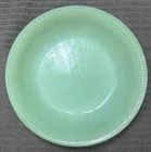 Vintage Jadeite Fire King Ribbed Jane Ray Green Glass Flat Soup Bowl 7.5"