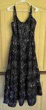 City Chic Maxi Aylin Dress Spaghetti Strap Color Black Leopard Size-XS-14