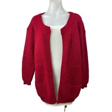 River Island Red Chunky Knit Long Sleeve Open Front Cardigan Sweater Jacket 8
