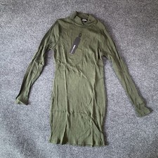 Fashion Nova Sweater Dress Womens L Olive Green Ribbed Knit Turtleneck Outdoor