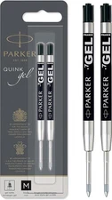 Parker Refill for Retractable Gel Ink Roller Ball Pack of 2, Black 