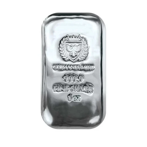 1oz Germania Mint .9999 Fine Silver Bullion Cast Bar – Mint Sealed Hologram