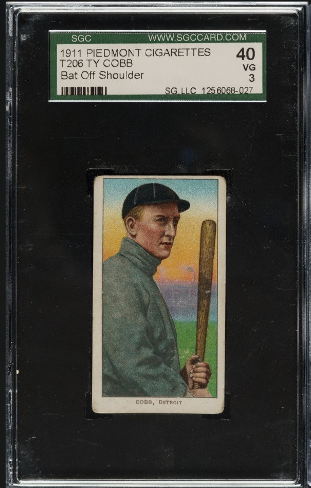 1909-11 T206 Piedmont Ty Cobb Bat Off Shoulder SGC 3