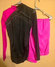 Women s XL Black/Pink Long Sleeve Leotard and Joggers Weissman Hip-Hop Costume