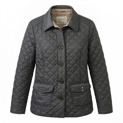 CANDA C&A Women's Grey Quilted Jacket Padded Lightweight Coat Size L