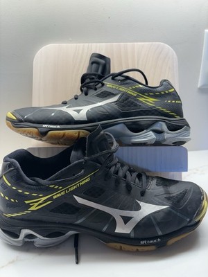 Mizuno Wave Lightning Women s Low Top Lace Up Sneakers Black Gray Yellow