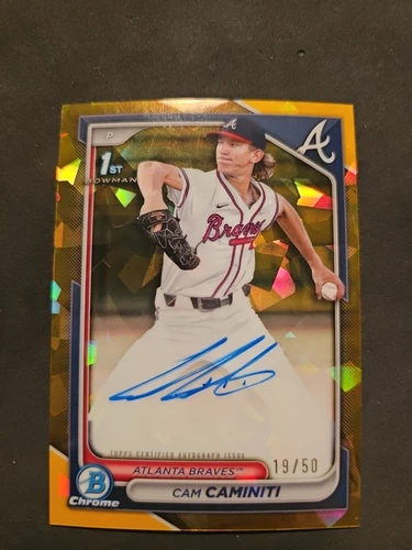2024 Bowman Chrome Draft Sapphire Cam Caminiti Auto Gold Refractor /50 1st RC 