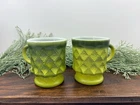 Vintage Fire-King Green Diamond Mugs – Milk Glass Ombre Coffee Cups Kimberley