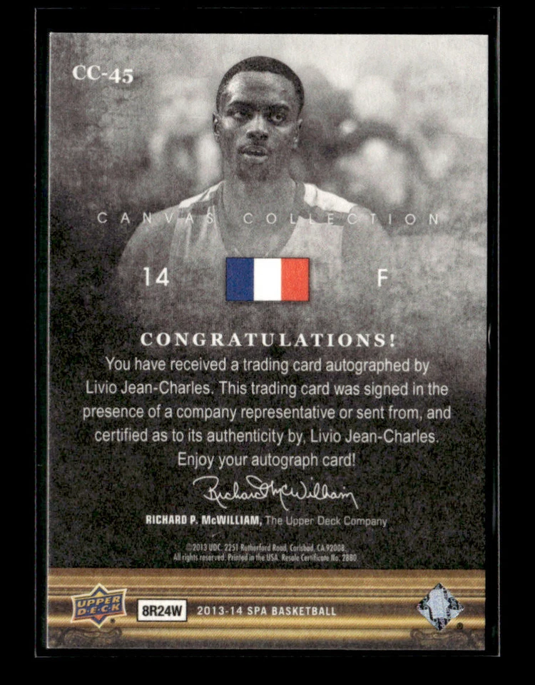 2013-14 SP Authentic #CC-45 Livio Jean-Charles Canvas Collection Autographs - Image 2 of 2