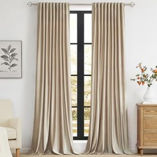 Champagne Polyester Velvet Curtains 96 52"W x 96"L Pack of 2 Beige/Champagne