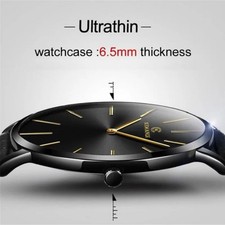 Luxury New Ultra Thin Slim Leather Fashion Men Quartz Wrist Watch Gift