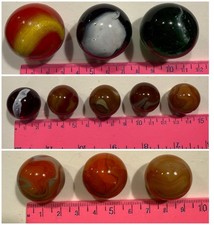Vintage Mixed Lot of 11 large marbles / various makers colors