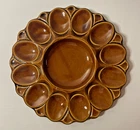 Vintage Deviled Egg Plate Tray Hull Pottery Ceramics #141 Brown 10.5 inches