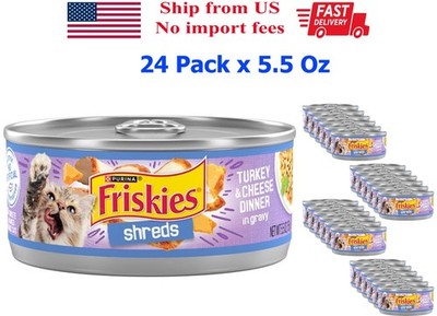 Purina Friskies Shreds, Turkey and Cheese Dinner in Gravy Wet Cat Food, 24 Pack