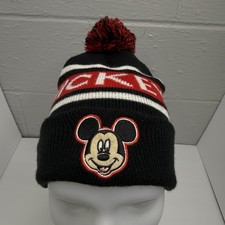 MICKEY MOUSE Disney Winter Hat Cap Pom Pom Knit Cuff Stocking Beanie Black