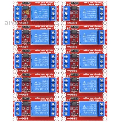 10PCS DC12V 1 Channel Module w/ Optocoupler Isolation High And Low Level Trigger