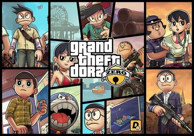 Playmat Desk Mat Anime grand theft auto v doraemon collage video games Play