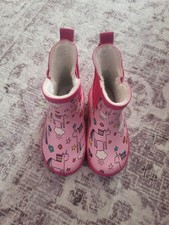 Girls Pink And Blue Unicorn Wellington Boots Size UK 6