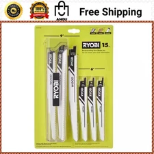 (15-Piece) Ryobi Reciprocating Saw Blade Set, Universal, Bi Metal HCS