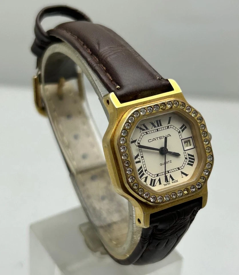 Vintage Catena Quartz Gold Plated Cream Dial Swiss Made Women's Wrist Watch - Image 4 of 4